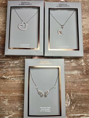 Believe by Brilliance Fine, Women's Silver Plated Cubic Zirconia ✨3 PCS BUNDLE✨